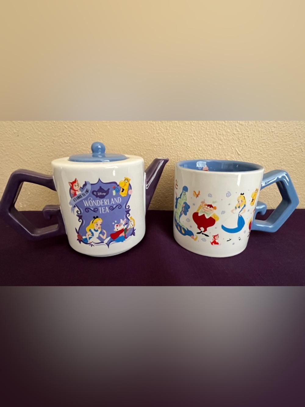 Disney Alice in Wonderland Ceramic Tea Set - White, Light Blue & Purple